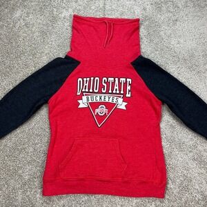 Ohio State Buckeyes Hoodie Sweatshirt Women's Medium‎ Red Black Cowl Neck